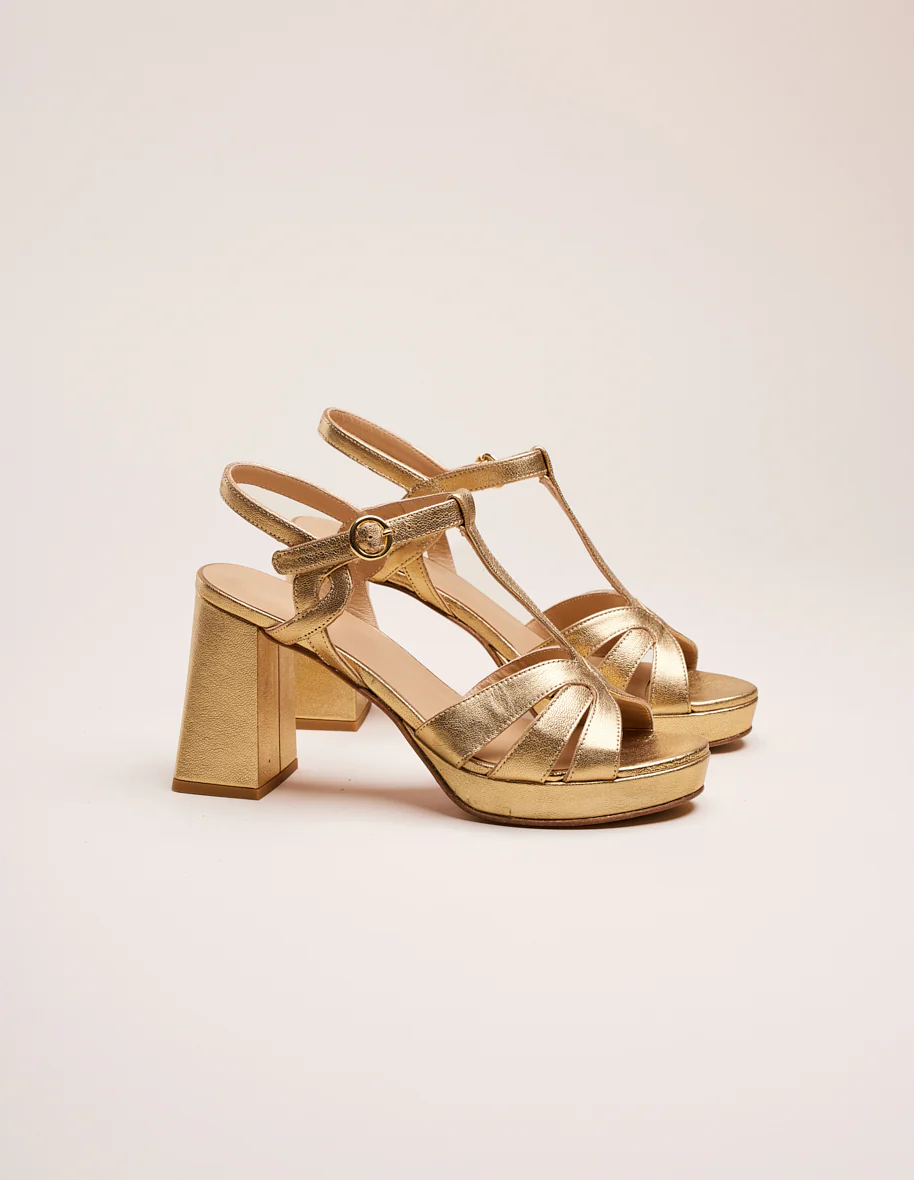Sandales à talons Blandine - Cuir doré