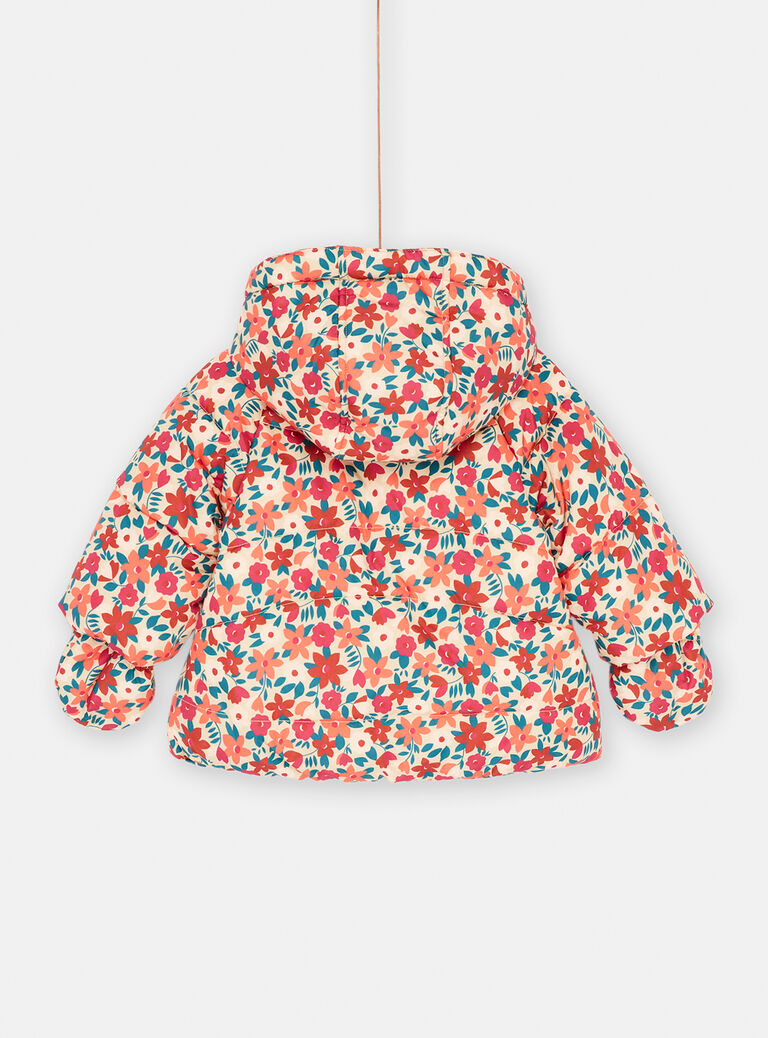 Doudoune beige à imprimé fleuri bébé fille