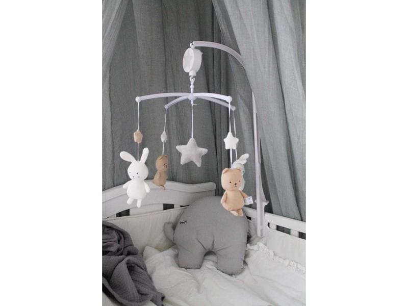 Jabadabado Mobile Musik Teddy / Hase Weiss Musik-Mobile
