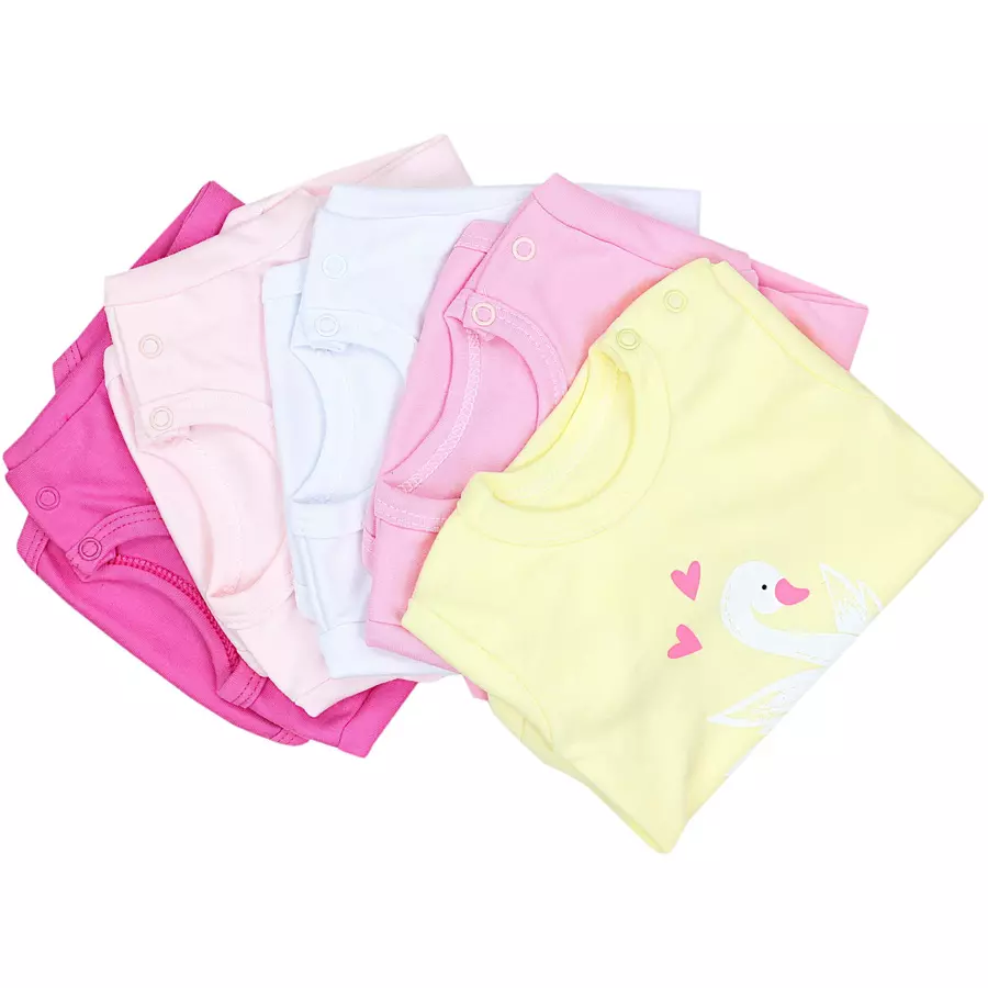 TupTam Mädchen Baby Body Langarm Unifarben 5er Pack gelbweiß