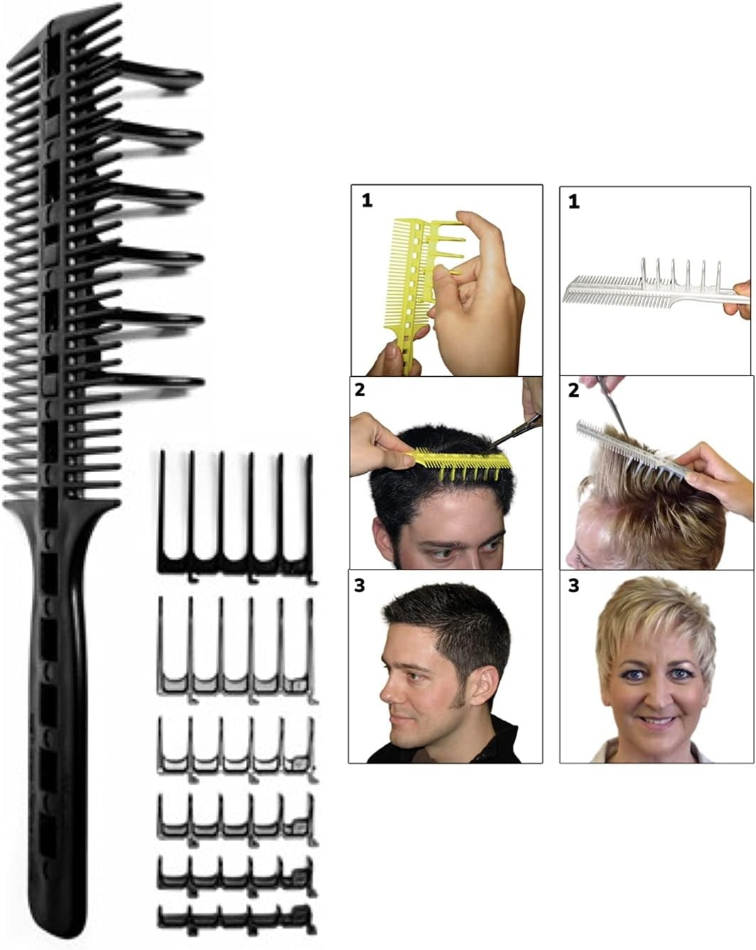 (8-tlg. Set) Haar Schneide Hilfe Frisur Styling Kamm mit Aufsätzen