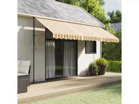 Tissu de remplacement de cantonnière d’auvent rayure jaune gris