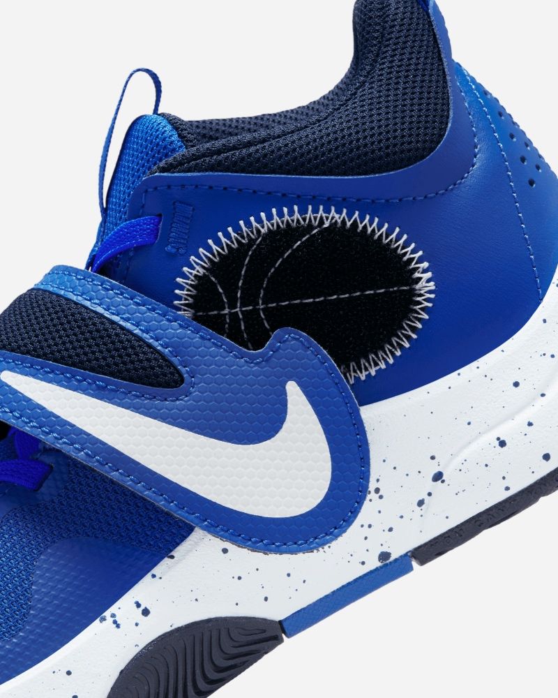 Chaussures de basket Nike Team Hustle D 11 Bleu Royal & Blanc pour enfant