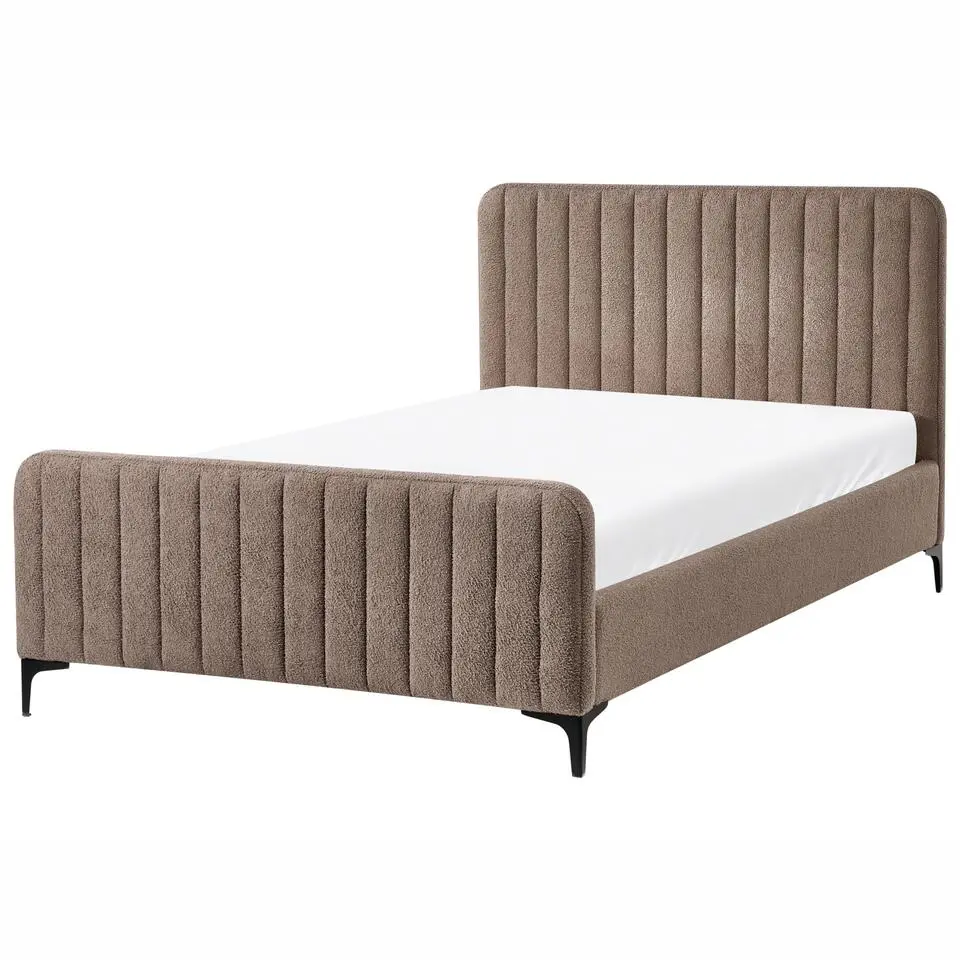 LUNAN - Tweepersoonsbed - Taupe - 120 x 200 cm - Bouclé