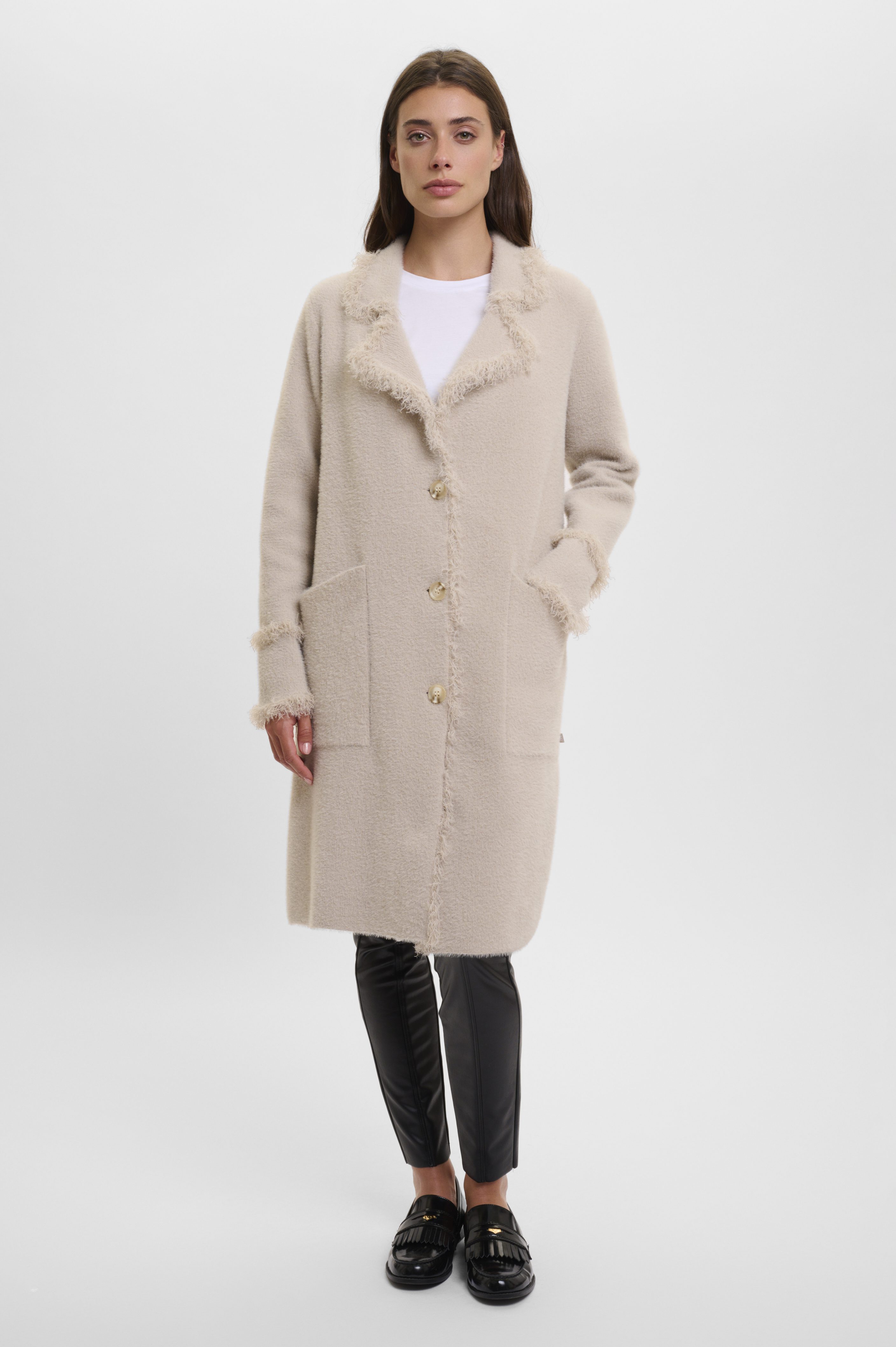 Rino & Pelle - Catena Cardigan With Fringe Detail - Stone