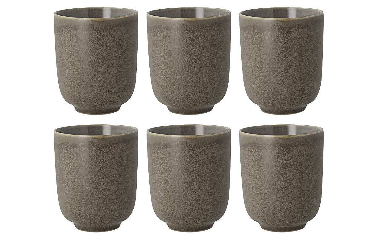 Kaffeebecher Shoku 330 ml, 6 Stück, BraunBecher-Set aus Steinzeug