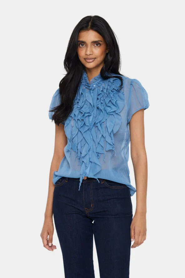 Saint Tropez LiljaSZ Crinkle SS Shirt Captain's blue