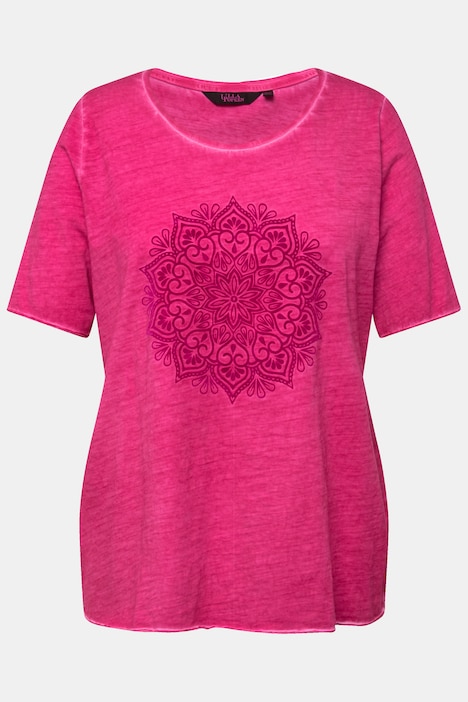 T-Shirt, Mandala-Flockdruck, Classic, Rundhals, Halbarm