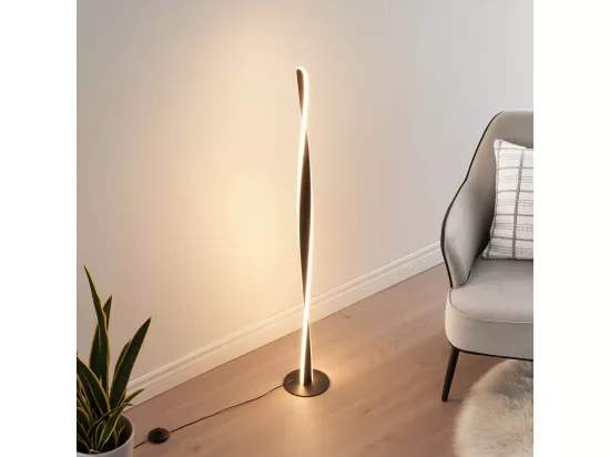Lampadaire noir dimmable LED torsadé - Mazen