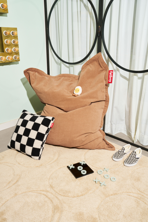 Fatboy Square Teddy kussen chess Almond Creme