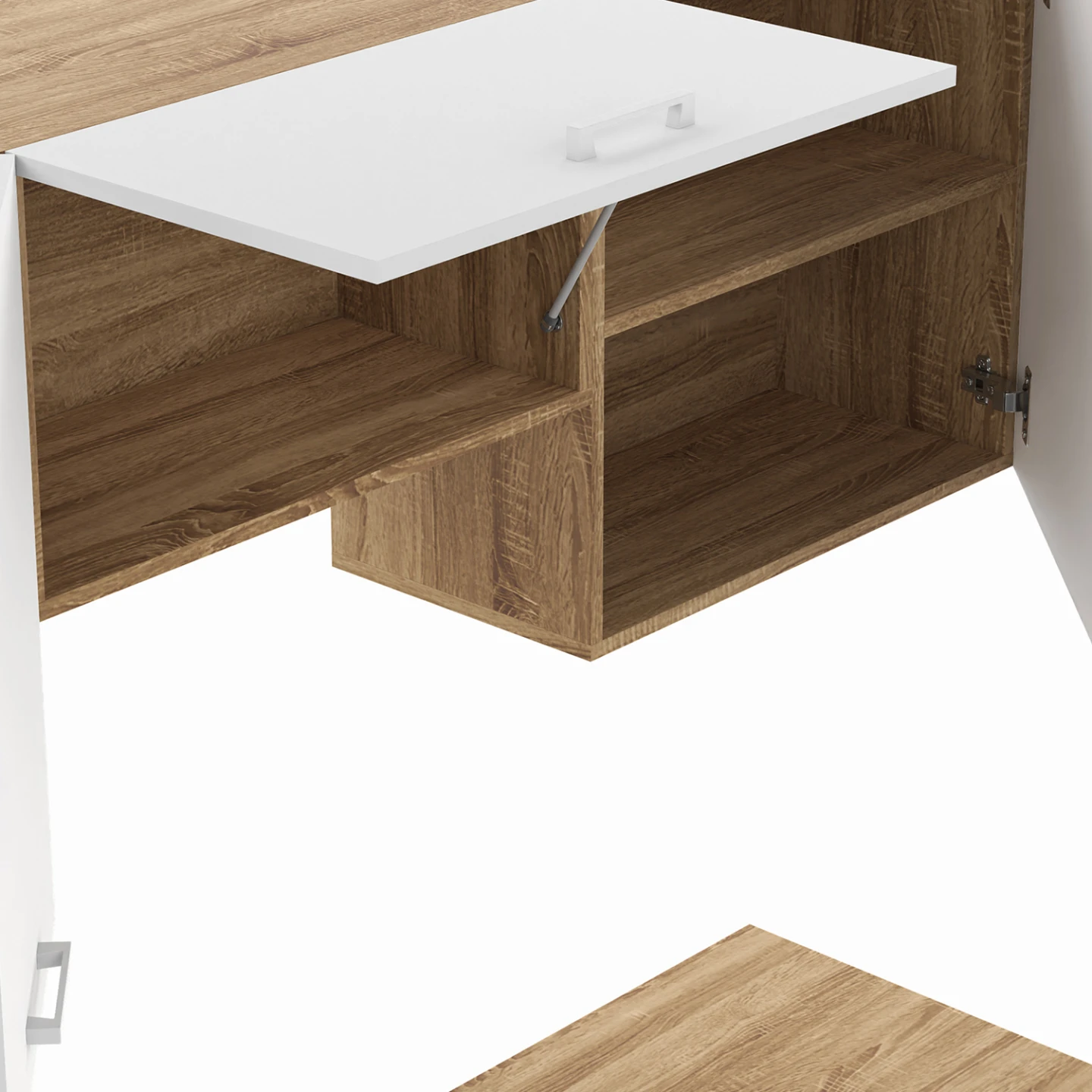 Cuisine complète 240 cm SUBTIL avec plan de travail 7 éléments bois et blanc
