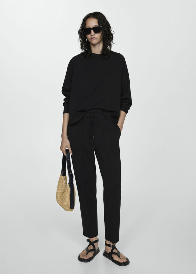 MANGO Jogger seams pants Black