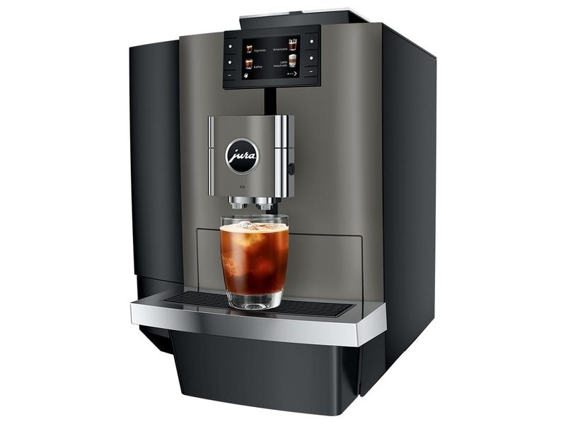 JURA Kaffeevollautomat X10 Dark Inox (SA) Kompakter Kaffeevollautomat mit 35 Kaffeespezialitäten und One-Touch-Lungo-Funktion