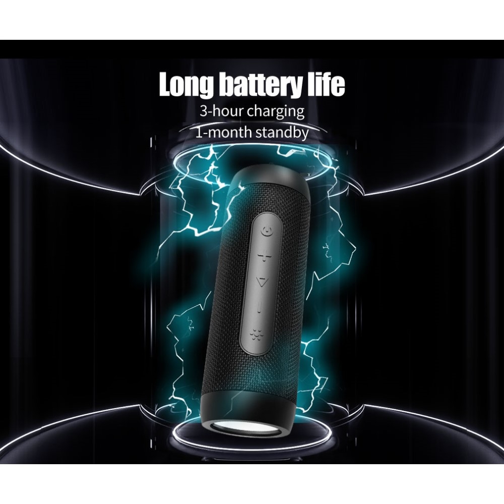 3in1 Bluetooth 5.0 Outdoor Lautsprecher FM Radio Powerbank 4000mAh   1W Taschenlampe (MicroSD Slot   Aux In) - Blau