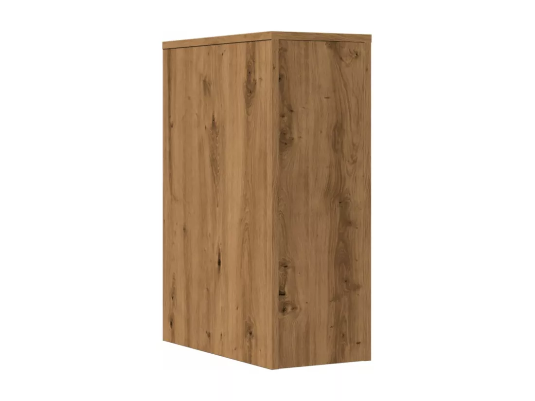 Armoire de salle de bain étroite avec roulettes chêne artisanal