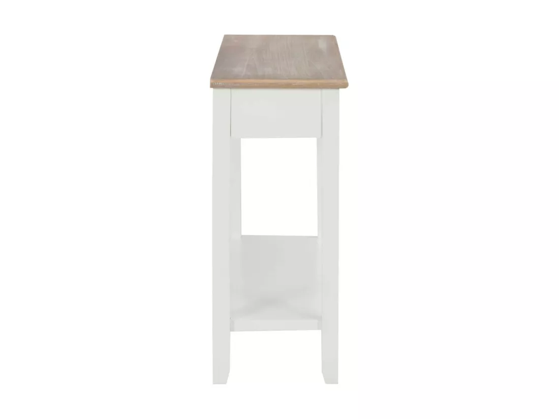 Table console fixe blanche et bois naturel Paola