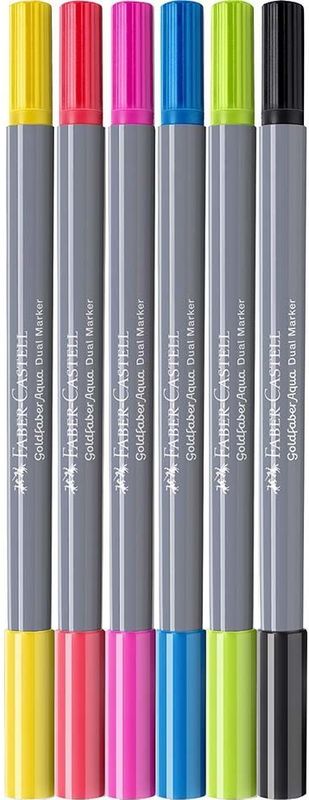 Faber-Castell - Duo aquarelmarker Goldfaber - set 6 stuks - brush / 0,4mm - FC-164606