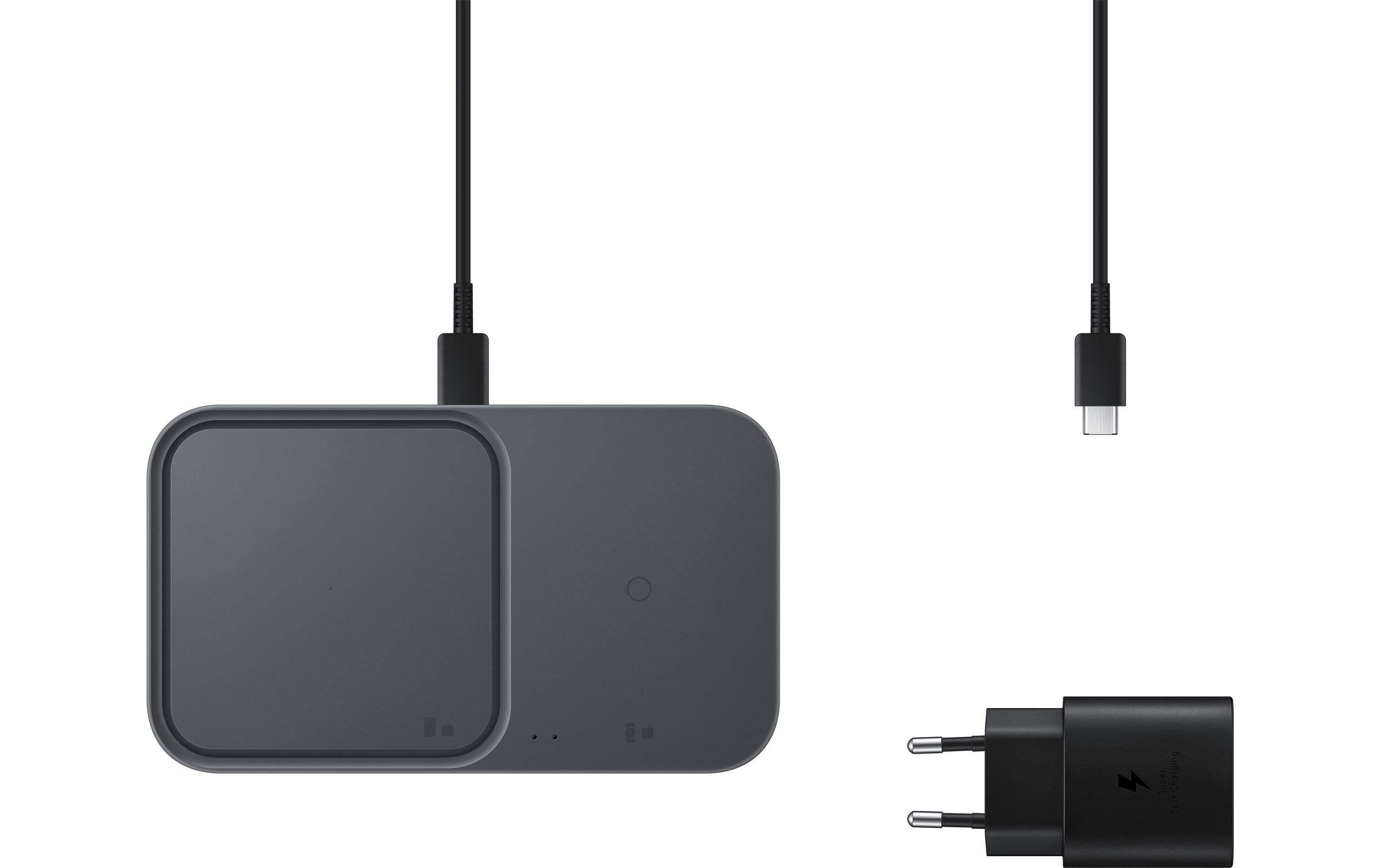 Wireless Charger Pad Duo EP-P5400 SchwarzInduktives Ladepad für kompatible Smartphones, Galaxy Watch und Galaxy Buds
