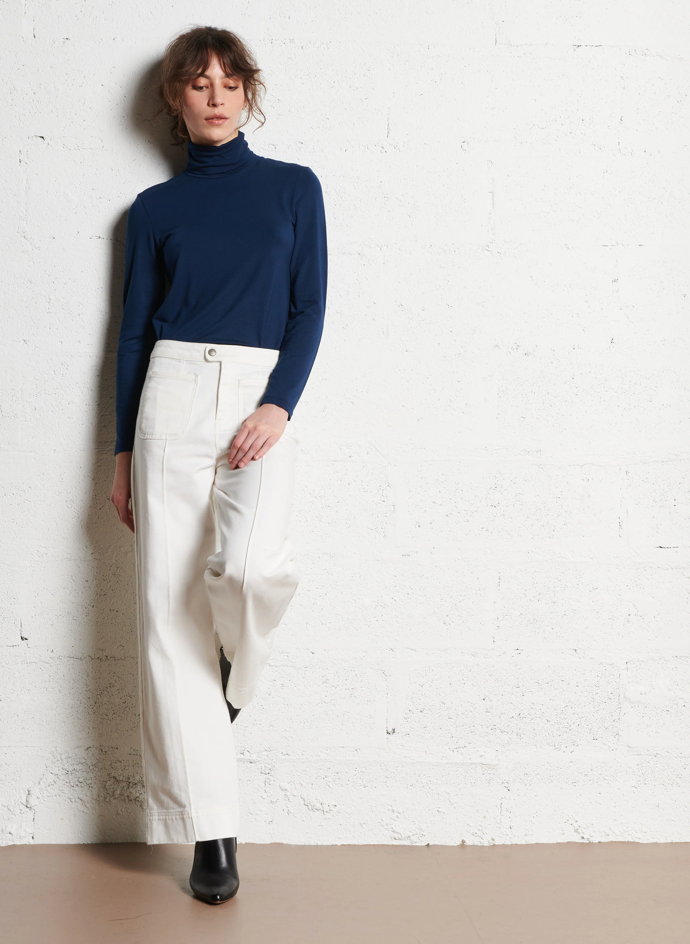 ELWIRE - Sous-pull col roulé droit | Bleu