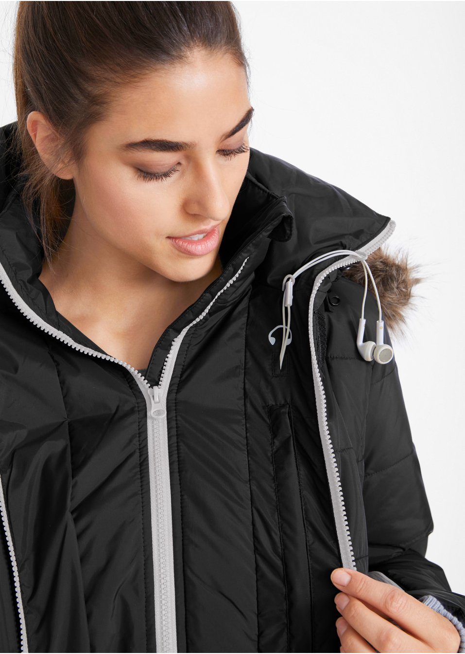 Veste longue fonctionnelle style 2-en-1, matelassée et imperméable