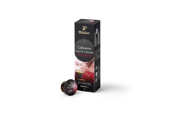 Tchibo Caffè Crema Colombia, Kaffe kapsyl, Kaffemaskin, Sort, Rød, 8 g, Boks,