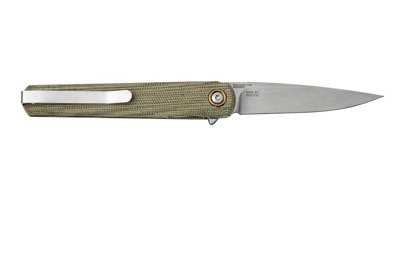 MKM Flame Light FL01L-GC drop blade, green micarta, zakmes