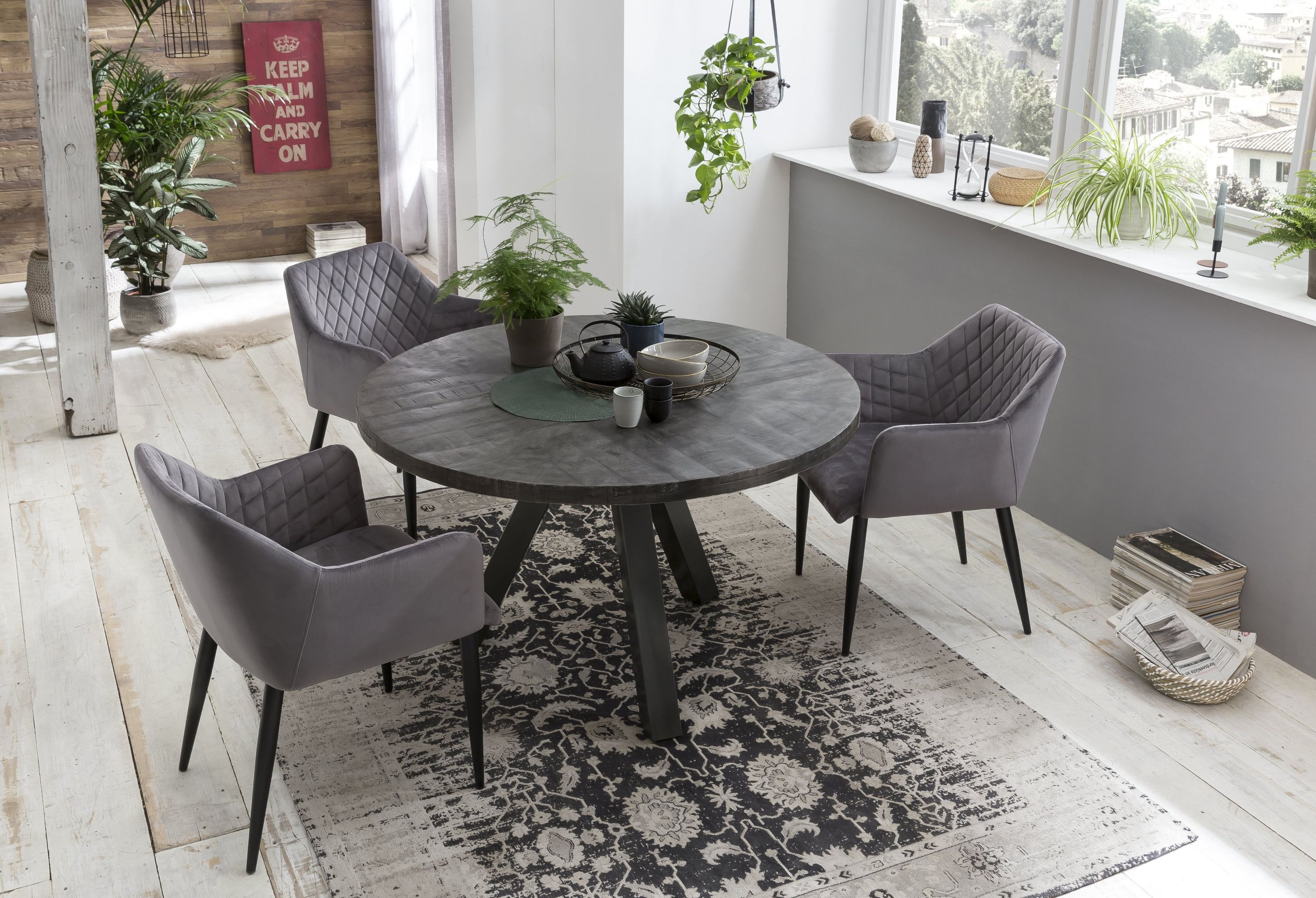 Tisch 120x120 Mangoholz Esstisch Küchentisch Holztisch Wohnzimmer Esszimmer