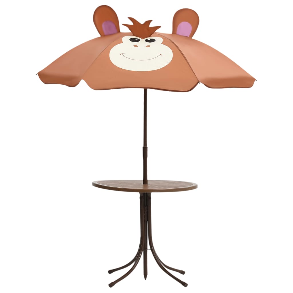 Petit salon de jardin pour enfant avec parasol singe rigolo