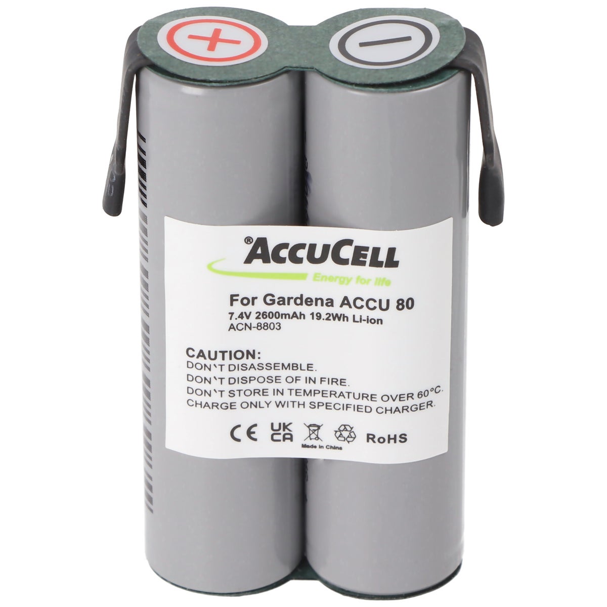 Accu geschikt voor Gardena Accu 80 Li-Ion accu met Faston 4.8mm aansluitingen, 7.4 volt met 1600mAh