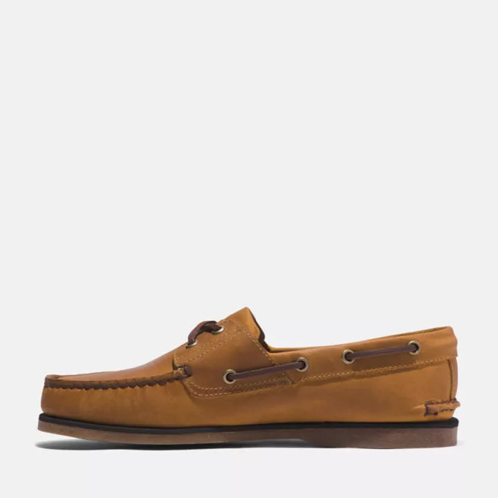 Chaussures bateau classique en cuir pour homme en jaune