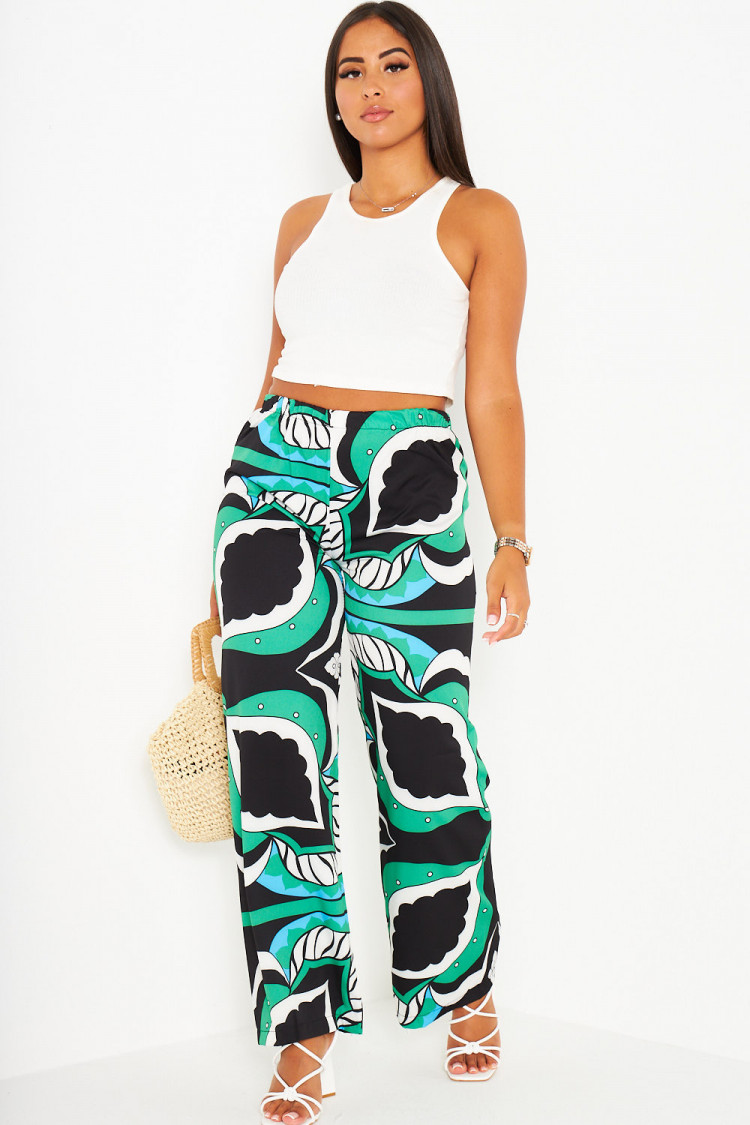 Pantalon vert large et baroque