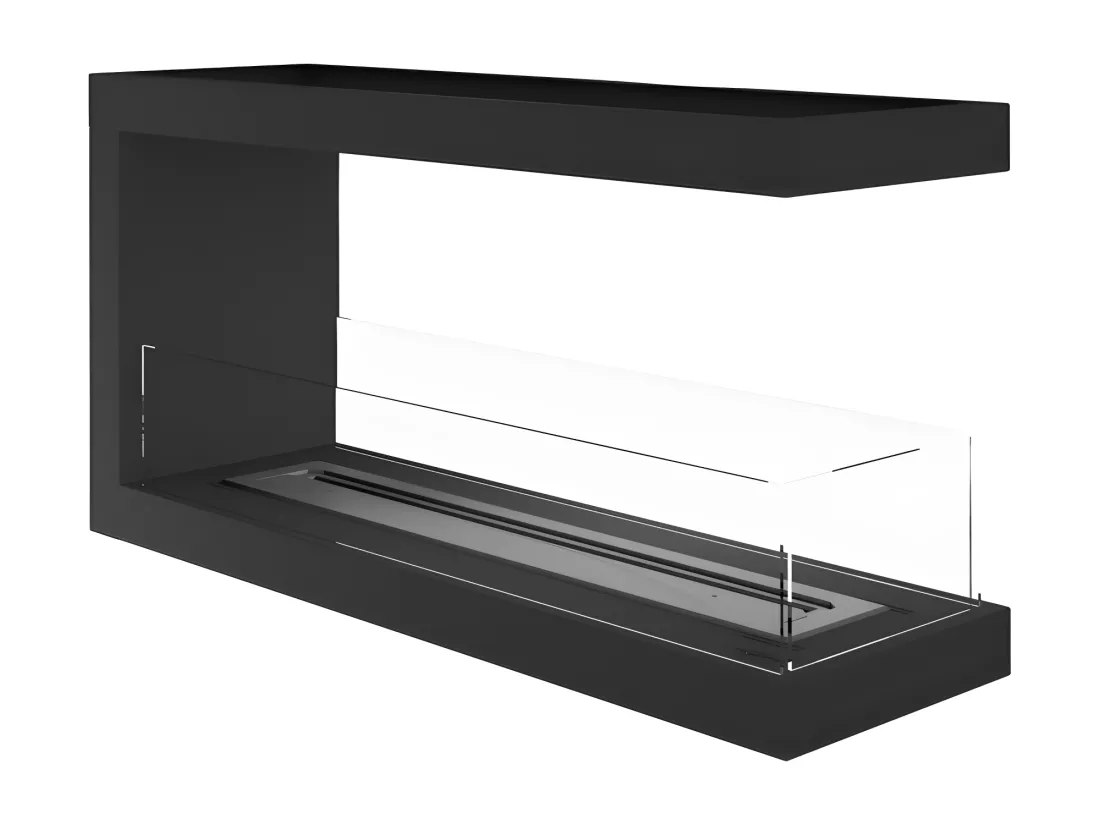 Cheminée au bioéthanol encastrable design U1000.2 avec vitre ouverte sur 3 côtés brûleur 2 litres