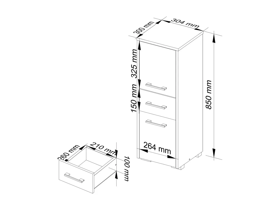 Colonne salle de bains AKORD FIN Chêne Sonoma 30 cm 2 portes 1 tiroir façade Chêne Sonoma 3 étagères 30x30x85 cm