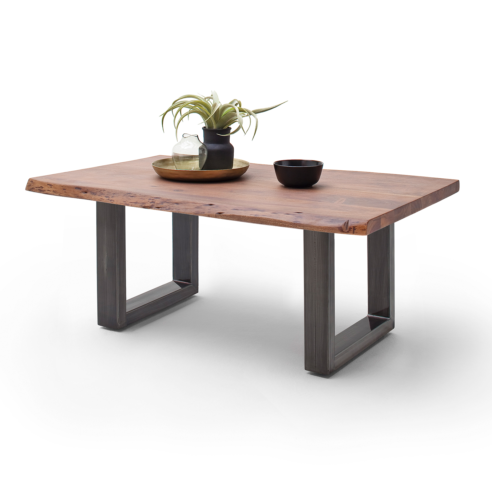 Couchtisch CARTAGENA - Akazie Walnuss-antikgrau - U-Gestell - 110x70 cm