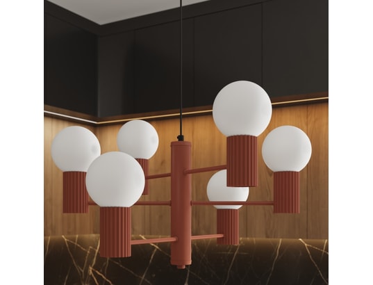 SOLLUX LIGHTING - Lustre halo 6 rouge ochra