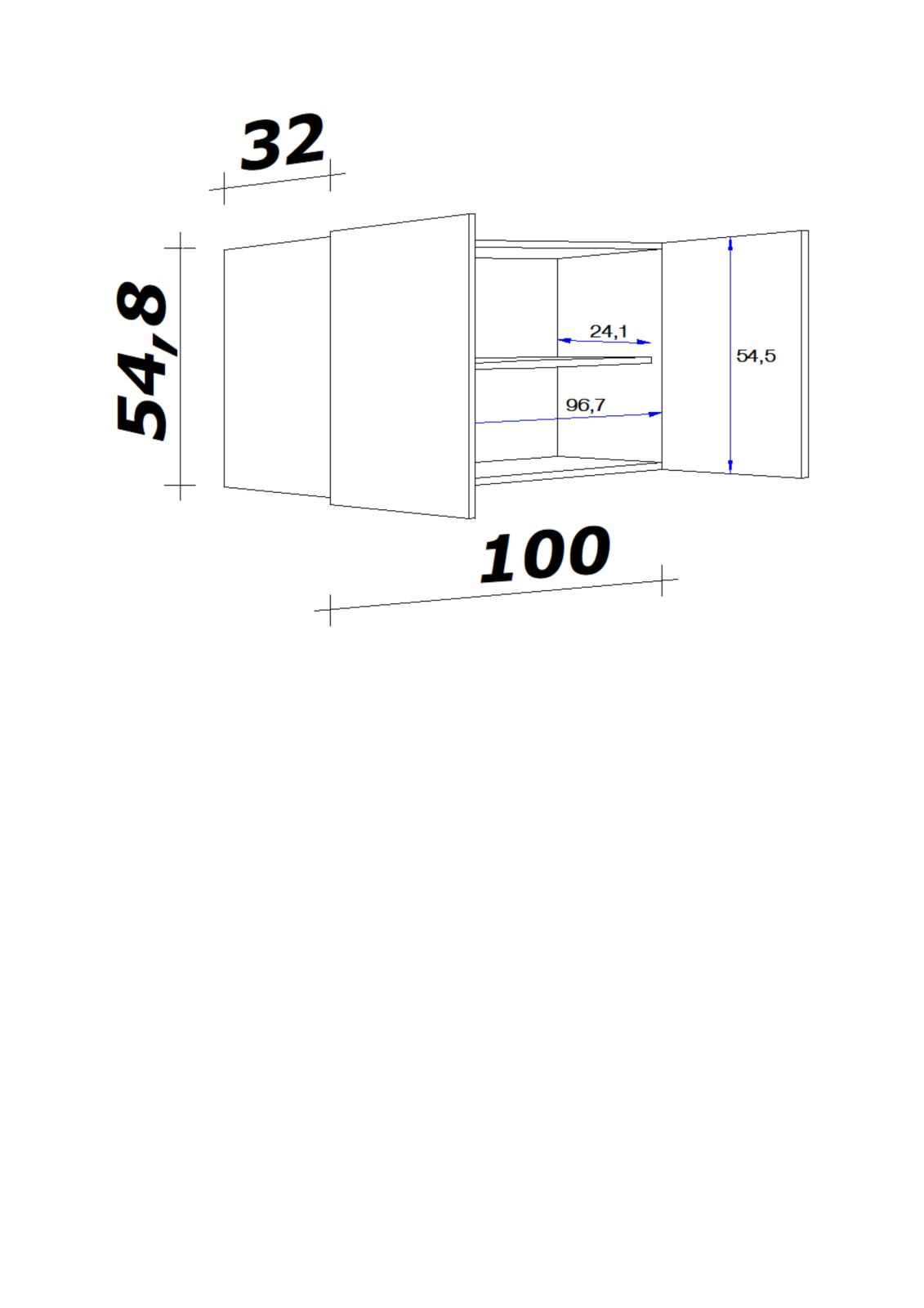Oberschrank CARA - Artisan Eiche - 100x54 cm