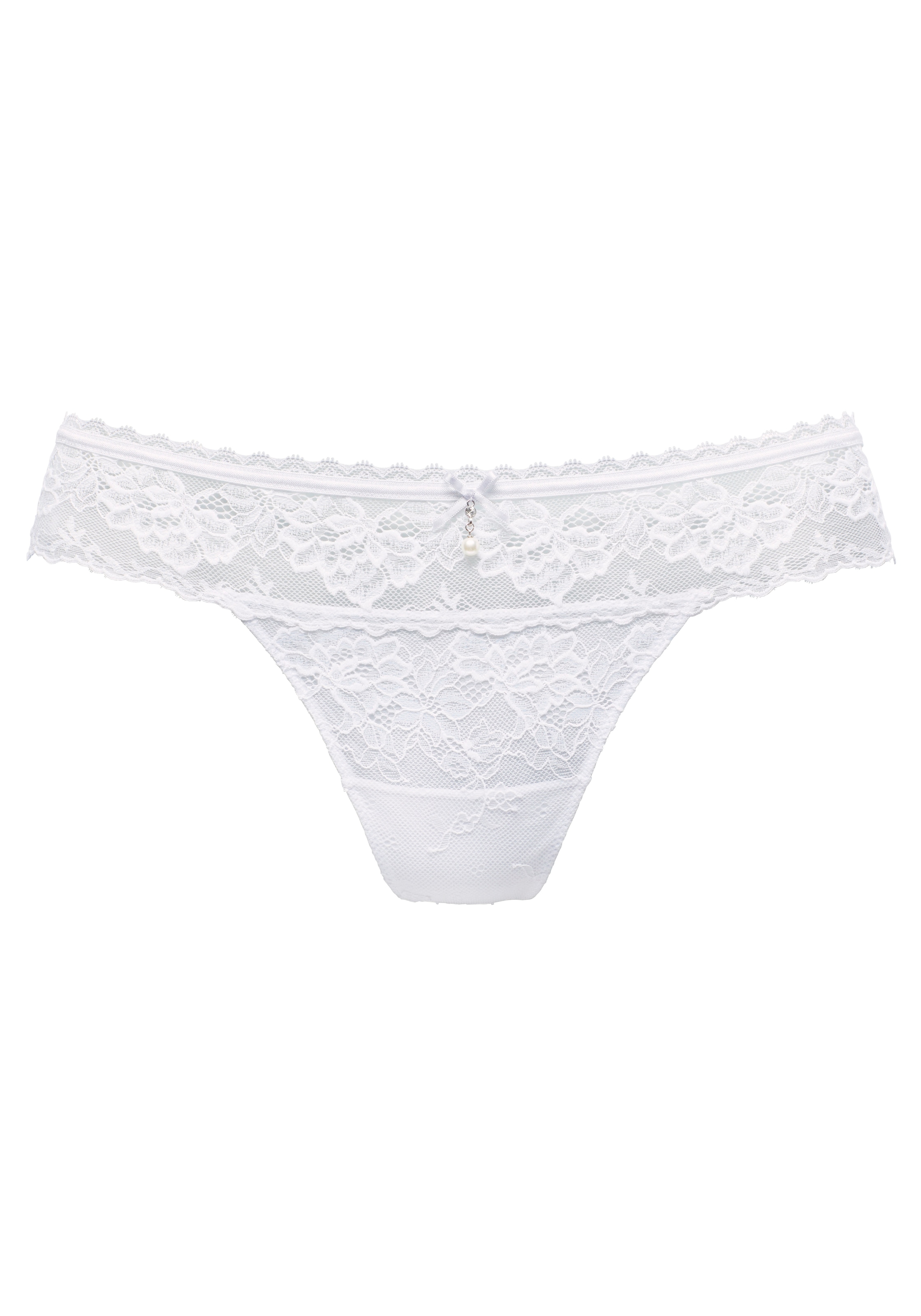 LASCANA String , rundum aus zarter Jacquardspitze mit edlem Schmuckaccessoire