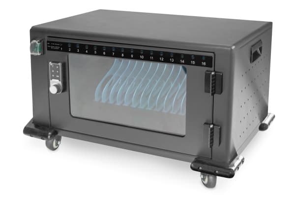 DIGITUS DN-45003 - Vogn (kun lading) - for 16 nettbrett / notebook-er - låsbar - SPCC-kaldvalset stål - svart, RAL 9005 - skjermstørrelse: inntil 14
