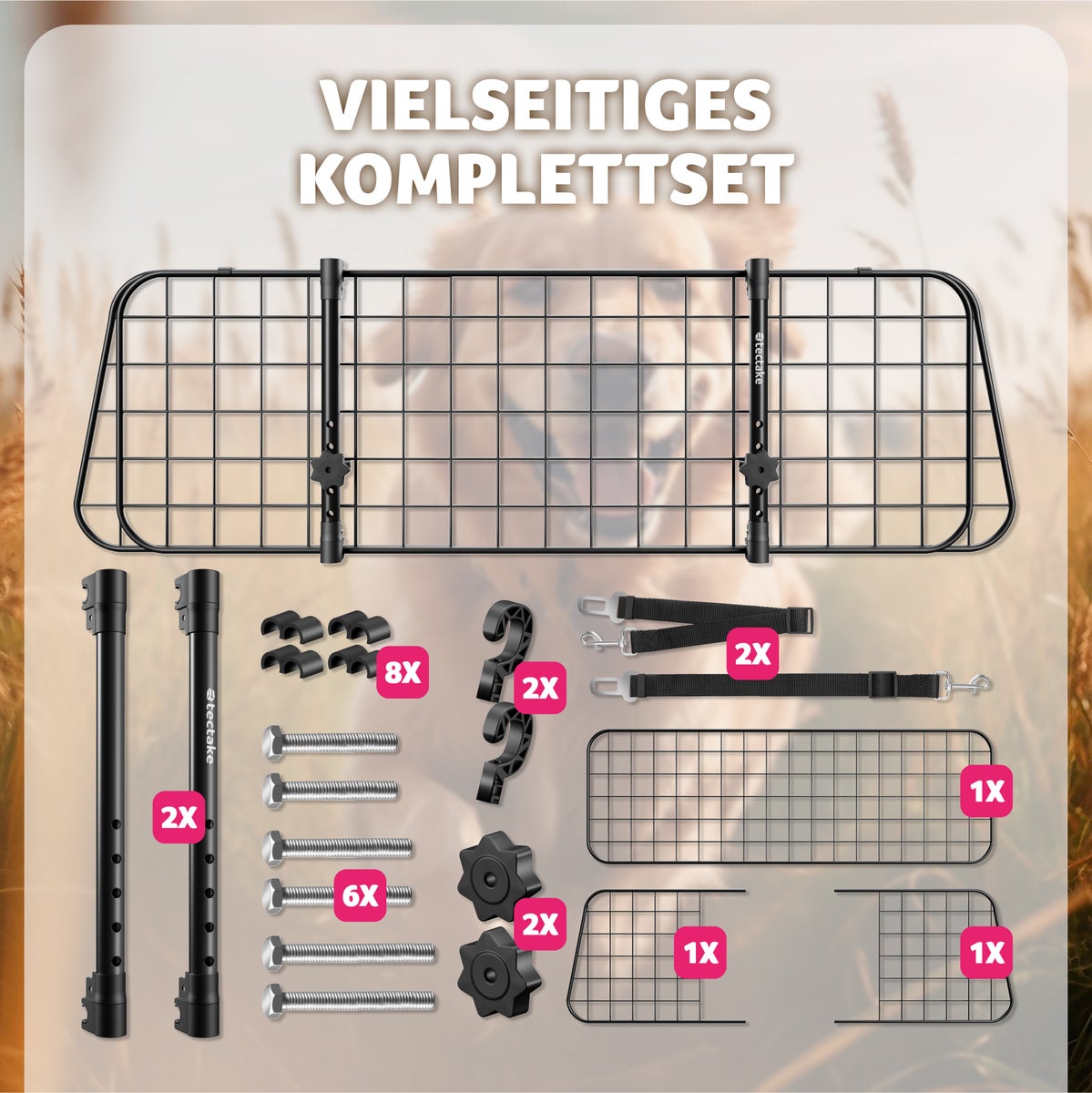 tectake Balu hondenrek, verstelbare breedte 91,5 x 30,5 x 5 cm