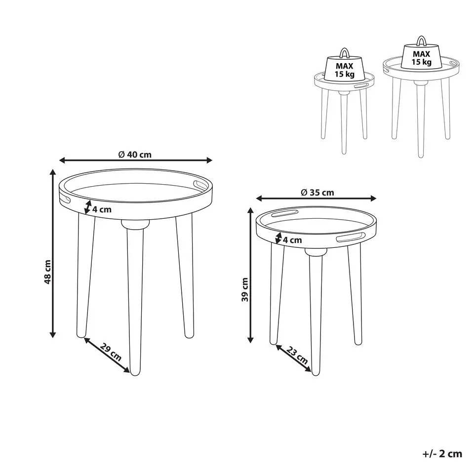 ASTAI - Bijzettafel set - Donkere houtkleur - Mangohout