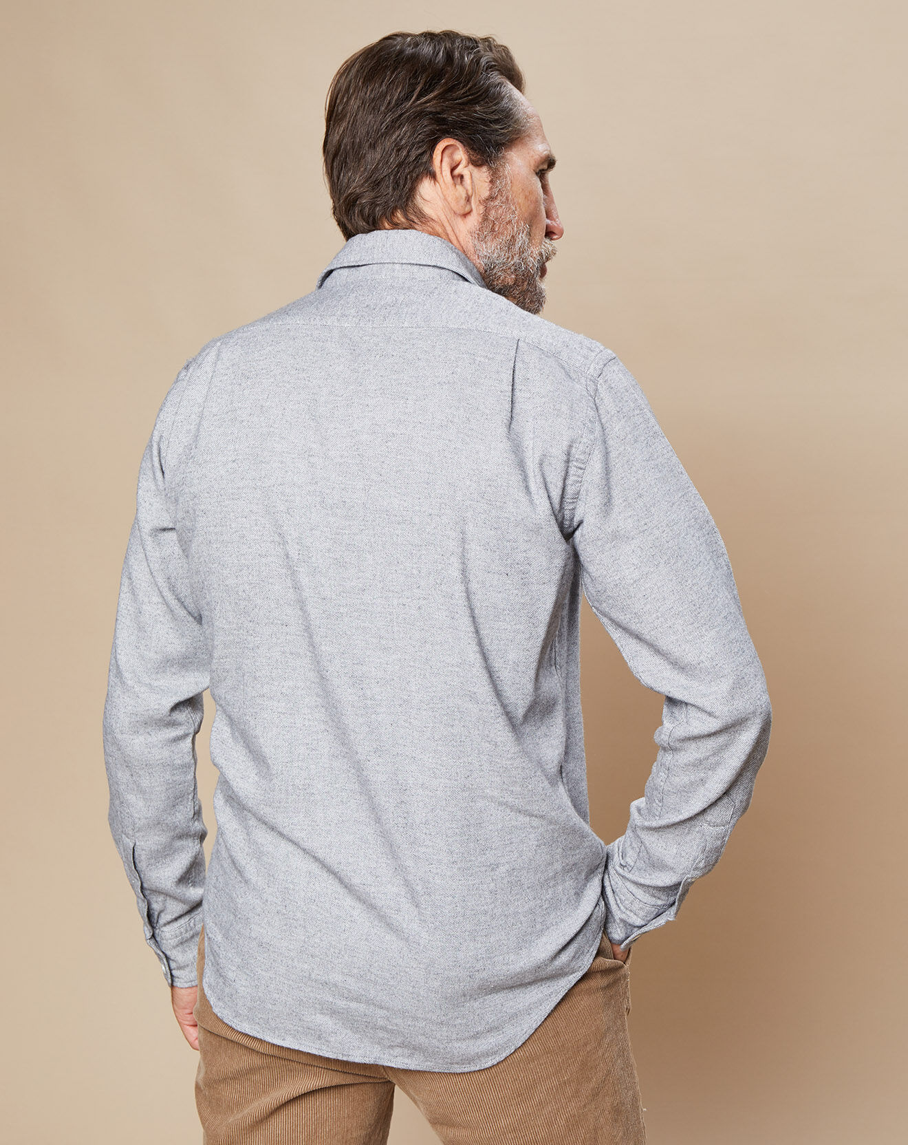 Hartford Chemise Regular en Flanelle de Coton Paul grise