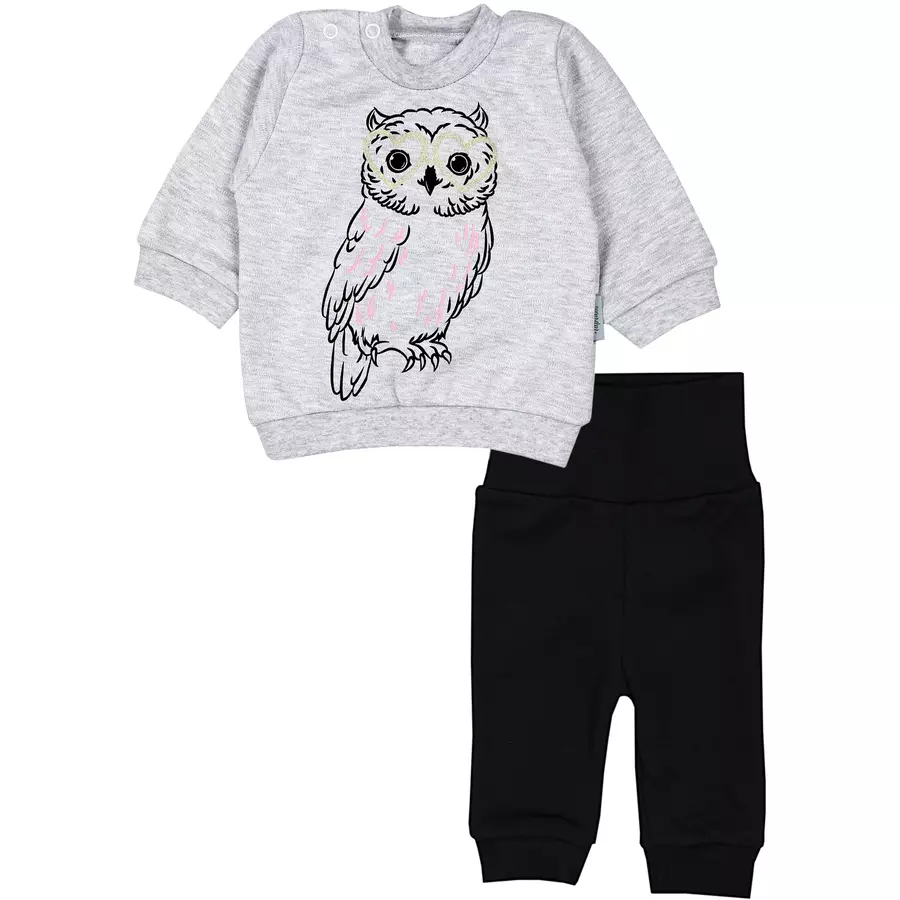 TupTam Baby Mädchen Langarmshirt Babyhose Outfit 2teilig grauschwarz