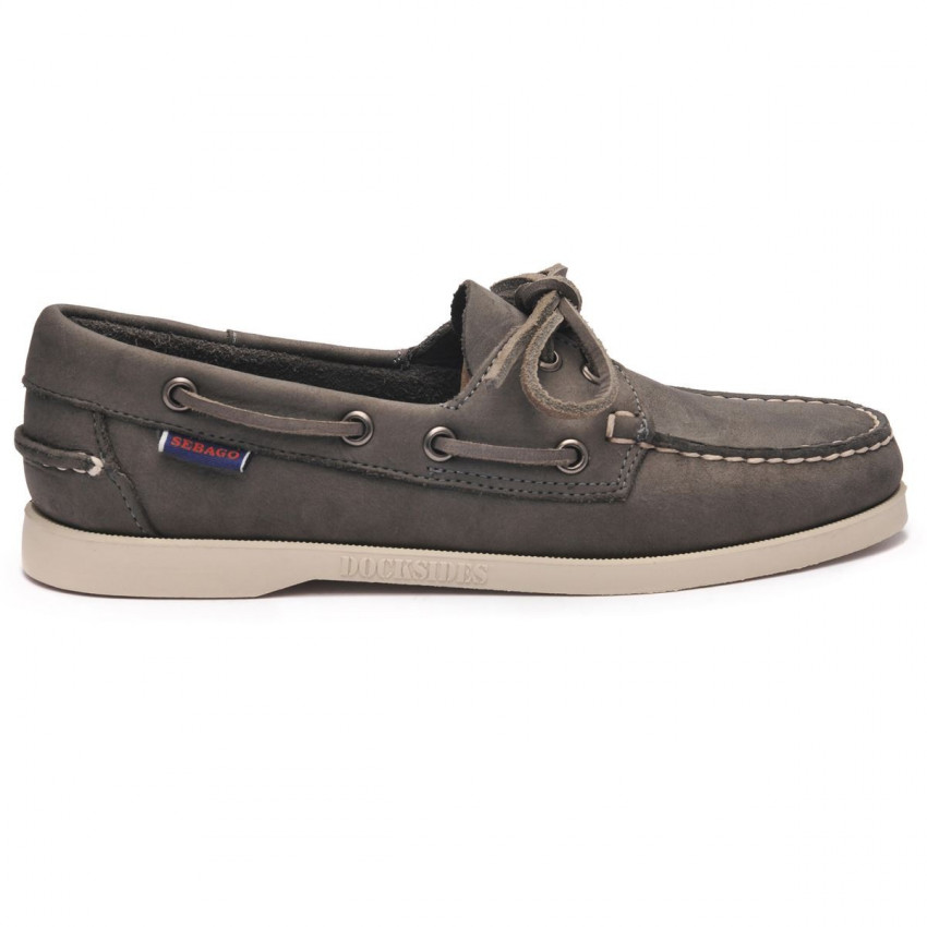 DOCKSIDES PORTLAND CRAZY H Dark Grey-Chaussures bateau pour femme en cuir gris Portland
