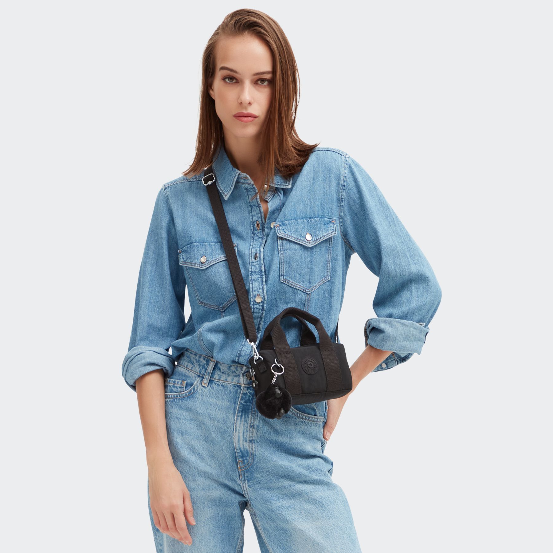 BINA MINI Sac à main compact avec bandoulière amovible - Black Noir
