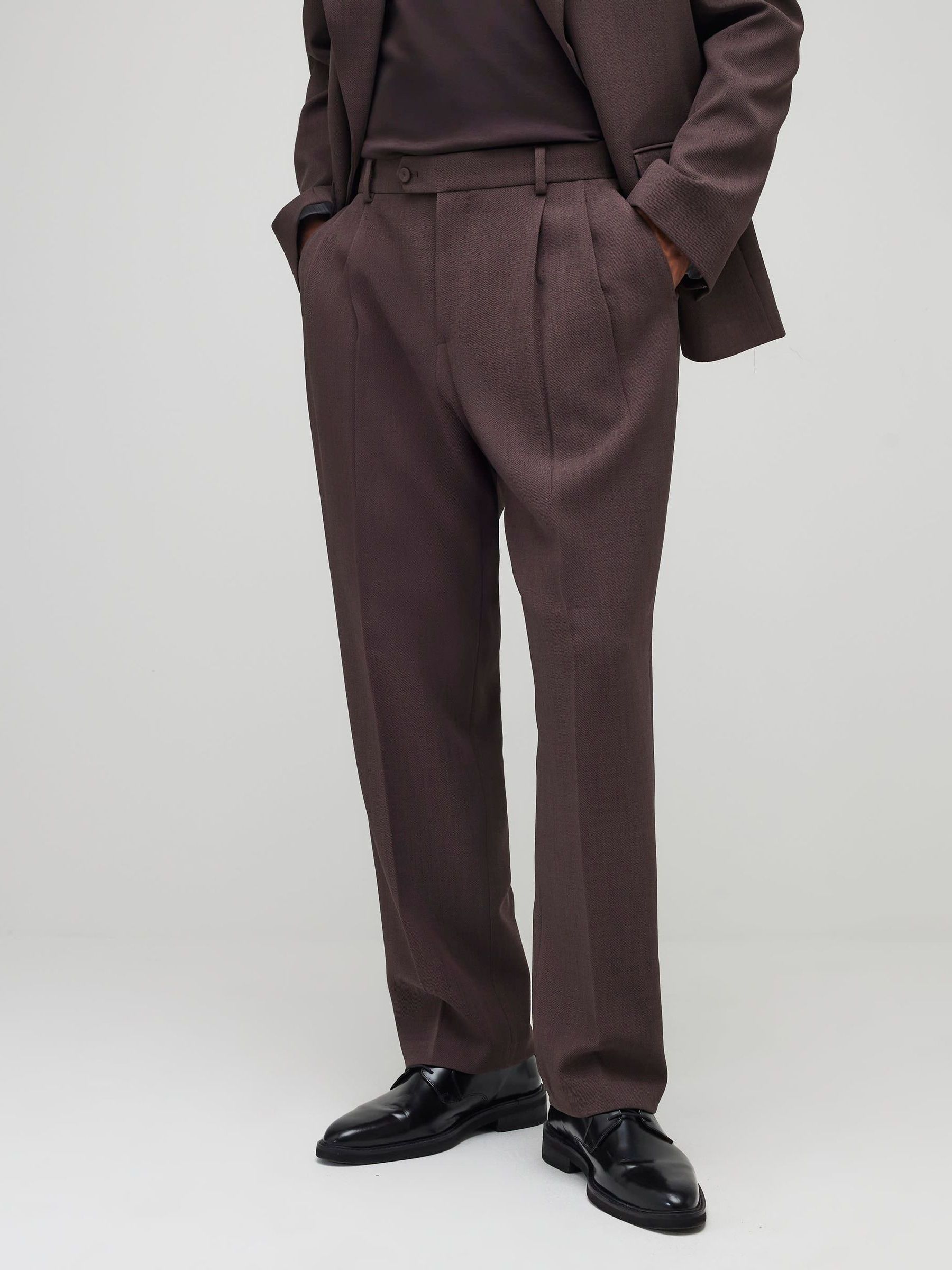 River Island Relaxed Fit Pleated Suit Trousers