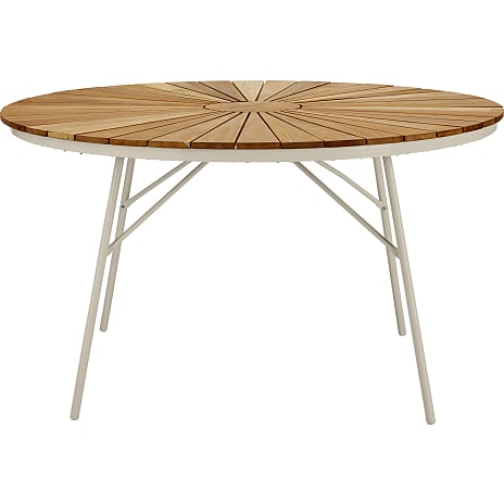 Kerteminde teak havebord Ø130 cm, Sandy grey stel