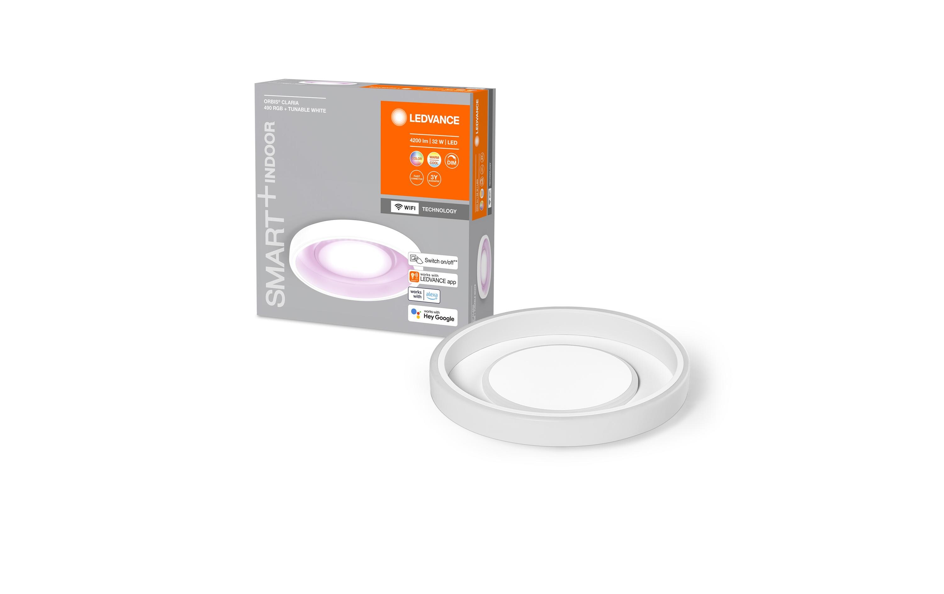 Deckenleuchte Smart+ Orbit, 32W, 2700-6500K, Weiss, TW, RGB<br>Smarte Deckenleuchte