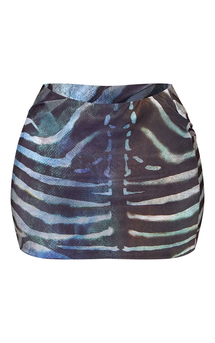 Multicolore Ensemble Coordonné Mini-jupe Moulante Imprimé Animal