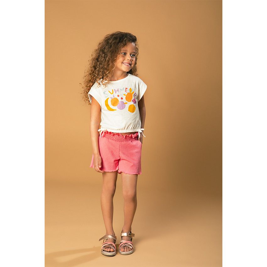 Short en jersey froissé pour fille - Multicolore