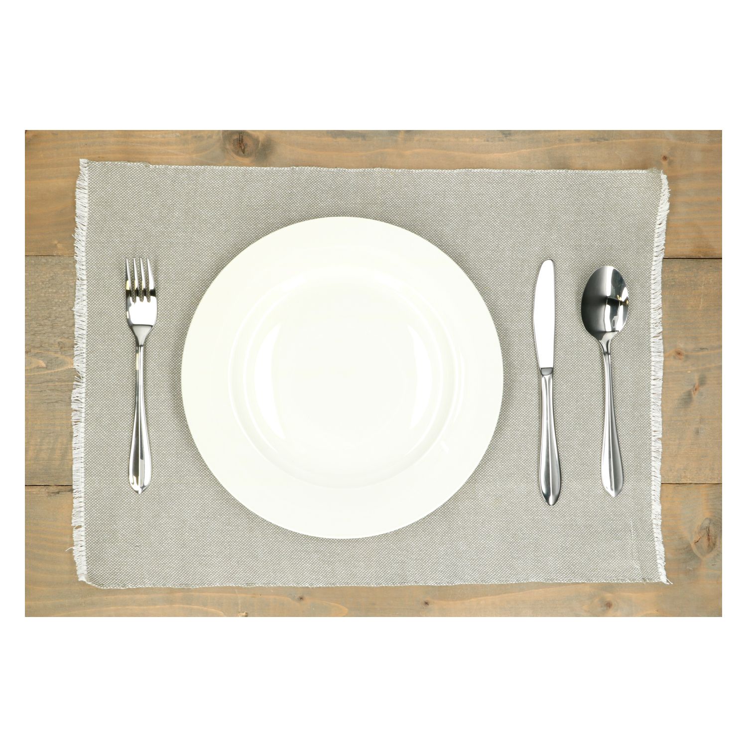 Placemat franjes, GOTS bio-katoen, olijfgroen, 35 x 50 cm